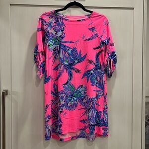 NWOT girls Lilly Pulitzer bright pink dress with floral and monkey print